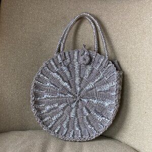 Silver Straw Circle Bag